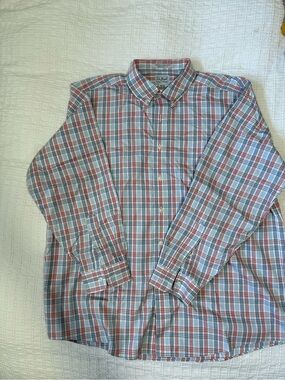 L.L. Bean Men’s Red, Blue & White Plaid Button-Down Shirt